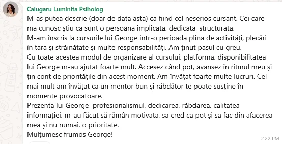 Testimonial Code24, Luminita Calugaru