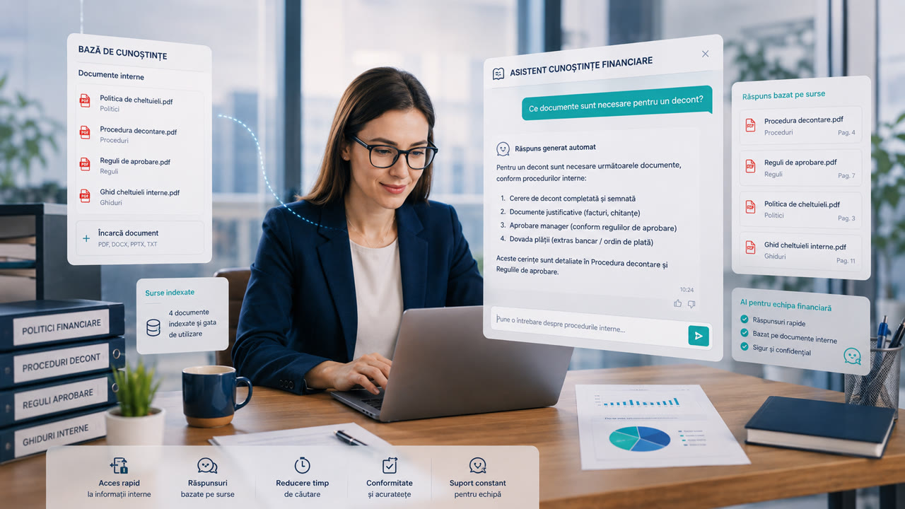 Asistent AI de tip Q&A care răspunde pe baza procedurilor interne ale companiei