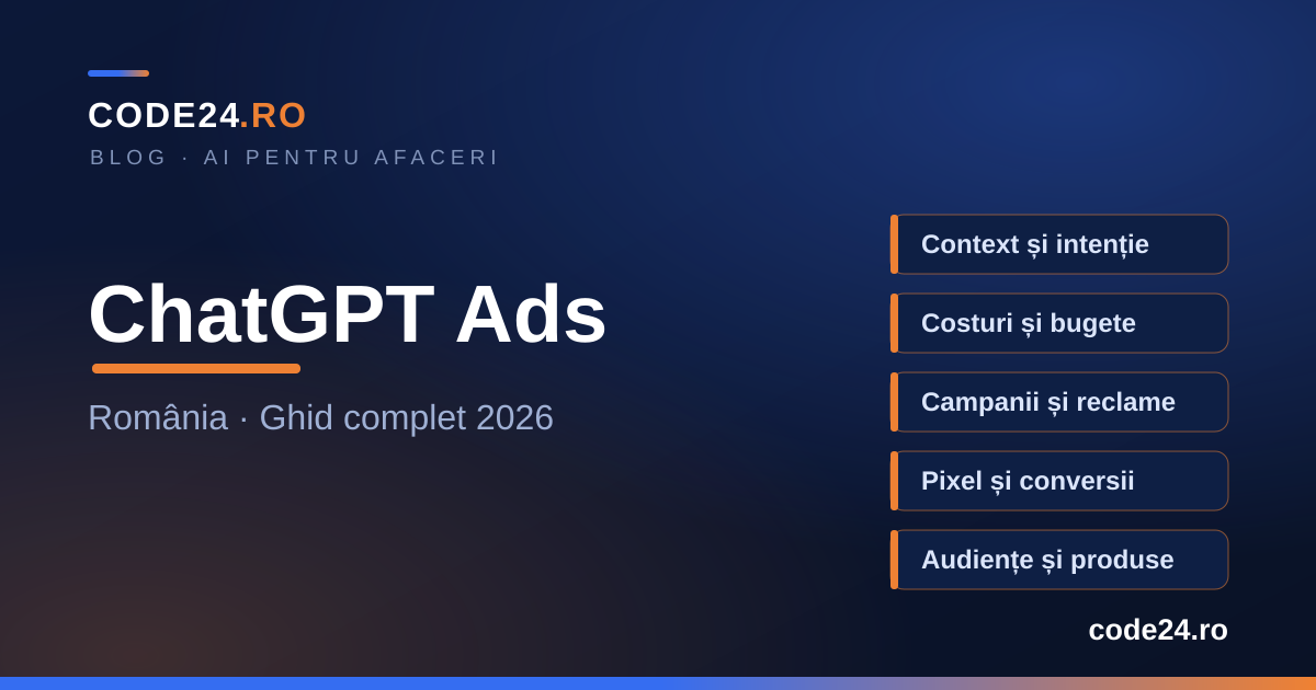 ChatGPT Ads în România: ghid complet 2026. Cum funcționează reclamele în ChatGPT, cât costă și cum creezi campanii